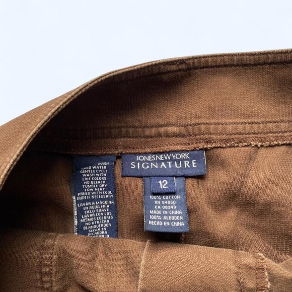 Jones New York Signature Women Y2K Vintage Brown Cotton Cargo Skirt Size 12 Mini - Picture 6 of 6